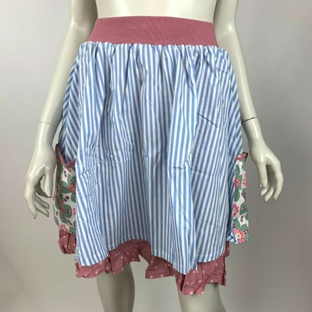 Matilda Jane Happy Free Skirt Stripe Patchwork Pockets‎ Lined Women Small NWT